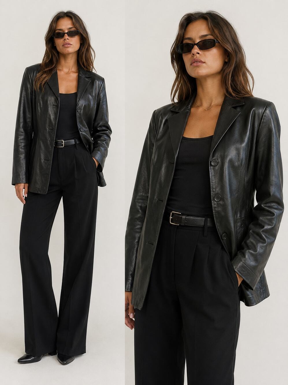 Vtg 90s Minimalist Leather Classic Boho Moto Cool Girl Chic Jacket Womens Size M